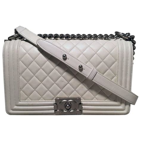 chanel boy white silver|Chanel handbags boys.